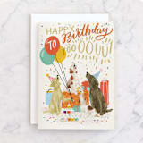 "Birthday Howls" - Single Greeting Cards in Beige by Shiny Penny Studio - Front