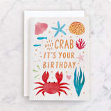 "Holy Crab" - Single Greeting Cards in Ocean by Cindy Chu - Front