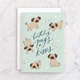 "Pugs and kisses" - Single Greeting Cards in Mint by Everett Paper Goods - Front