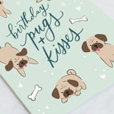 "Pugs and kisses" - Single Greeting Cards in Mint by Everett Paper Goods - Close-Up