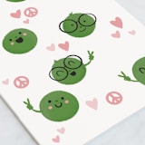 "Peas and Love" - Single Greeting Cards in Peas by Jessie Steury - Close-Up