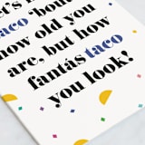 "fantastaco" - Single Greeting Cards in Confetti by Tanya Lee of Frooted Design - Close-Up