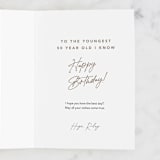 "Not 50" - Single Greeting Cards in Charcoal by Creo Study - Customizable Interior Example