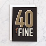 "Forty-fine" - Single Greeting Cards in Gravel by Robin Ott - Front