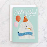 "Old Dog" - Single Greeting Cards in Mint by Ana Peake - Front