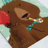 "Birthday Bear" - Single Greeting Cards in Fudge by Rebecca Durflinger - Close-Up