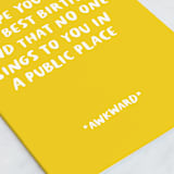 "Awkward" - Single Greeting Cards in Sunshine by Robert and Stella - Close-Up