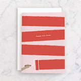 "Happy New Home" - Single Greeting Cards in Red by Ekko Studio - Front