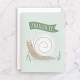 "Snailed it" - Single Greeting Cards in Mint by Itsy Belle Studio - Front