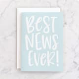 "Best News Ever" - Single Greeting Cards in Baby Blue by Jessica Corliss - Front