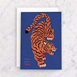 "Motivational Tiger" - Single Greeting Cards in Pool by Erin Phipps - Front