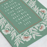 "New Chapter Floral" - Single Greeting Cards in Leaf by Katharine Watson - Close-Up