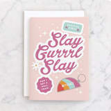 "Slay Gurrrl" - Single Greeting Cards in Baby Pink by Corinne Malesic - Front