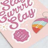 "Slay Gurrrl" - Single Greeting Cards in Baby Pink by Corinne Malesic - Close-Up