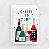 "Wine Cheers" - Single Greeting Cards in Ice by Cindy Chu - Front