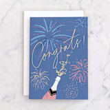 "champagne and fireworks" - Single Greeting Cards in Denim by Cass Loh - Front