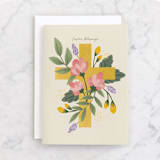 "Floral Cross" - Single Greeting Cards in Honey by Megan Cash - Front