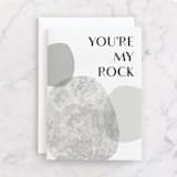 "Rock" - Single Greeting Cards in Pebble by Erin German - Front