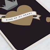 "King Of My Heart" - Single Greeting Cards in Ink by Maria Alou - Close-Up