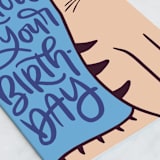 "From The Sassy Cat" - Single Greeting Cards in Royal Blue by Ashley Presutti Beasley - Close-Up