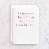 "I Still Like You" - Single Greeting Cards in Scarlet by Alexandra Cohn - Front