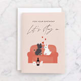 "Let's stay in" - Single Greeting Cards in Blush by Itsy Belle Studio - Front