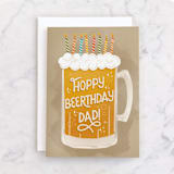 "Hoppy Beerthday Dad!" - Single Greeting Cards in Butterscotch by Jess Miller Draws - Front