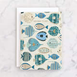 "Birthday Fish" - Single Greeting Cards in Sand by Sarah Knight - Front