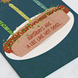 "Hot Dog" - Single Greeting Cards in Blue Spruce by Jenna Holcomb - Close-Up