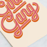 "Girl Gang" - Single Greeting Cards in Coral by Robert and Stella - Close-Up