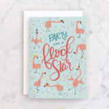"Flock Star" - Single Greeting Cards in Aqua by Cindy Reynolds - Front