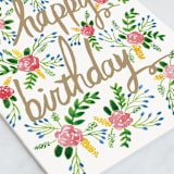 "Floral Birthday Card" - Single Greeting Cards in Sage by Yaling Hou Suzuki - Close-Up