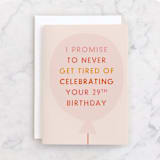 "29 Forever" - Single Greeting Cards in Blush by Shari Margolin - Front