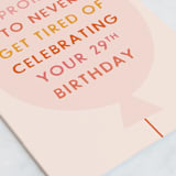 "29 Forever" - Single Greeting Cards in Blush by Shari Margolin - Close-Up