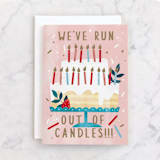 "We've run out of candles!" - Single Greeting Cards in Peach by Cindy Chu - Front