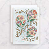 "Floral Balloons" - Single Greeting Cards in Baby Blue by Paper Sun Studio - Front