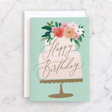 "Floral Cake" - Single Greeting Cards in Mint by Everett Paper Goods - Front