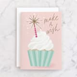 "Cupcake Wishes" - Single Greeting Cards in Rose by Everett Paper Goods - Front