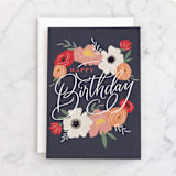 "Beautiful Day" - Single Greeting Cards in Navy by Erin German - Front