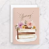 "Hooray HBD" - Single Greeting Cards in Beige by Petra Kern - Front