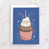 "Cupcake Confetti" - Single Greeting Cards in Royal Blue by Alethea and Ruth - Front
