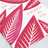"Watercolor Leaves" - Single Greeting Cards in Deep Rose by Katharine Watson - Close-Up
