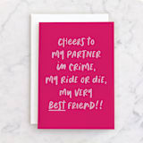 "Ride or Die" - Single Greeting Cards in Hot Pink by AK Graphics - Front