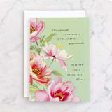 "Peony" - Single Greeting Cards in Mint by Olivia Kanaley Inman - Front