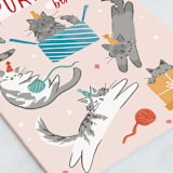 "Kitten Caboodle" - Single Greeting Cards in Rose by Everett Paper Goods - Close-Up