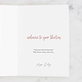 "Too Old and Too Young" - Single Greeting Cards in Carnation by Dawn Pope - Customizable Interior Example