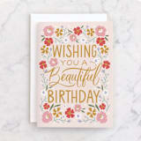 "Beautiful Birthday" - Single Greeting Cards in Blush by Erin German - Front