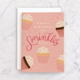 "Sprinkles" - Single Greeting Cards in Peony by Lauren Jinhee - Front