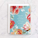 "Summer Garden" - Single Greeting Cards in Robin's Egg by Olivia Kanaley Inman - Front