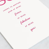 "Fierce Birthday" - Single Greeting Cards in Poppy by Sarah Hale - Close-Up